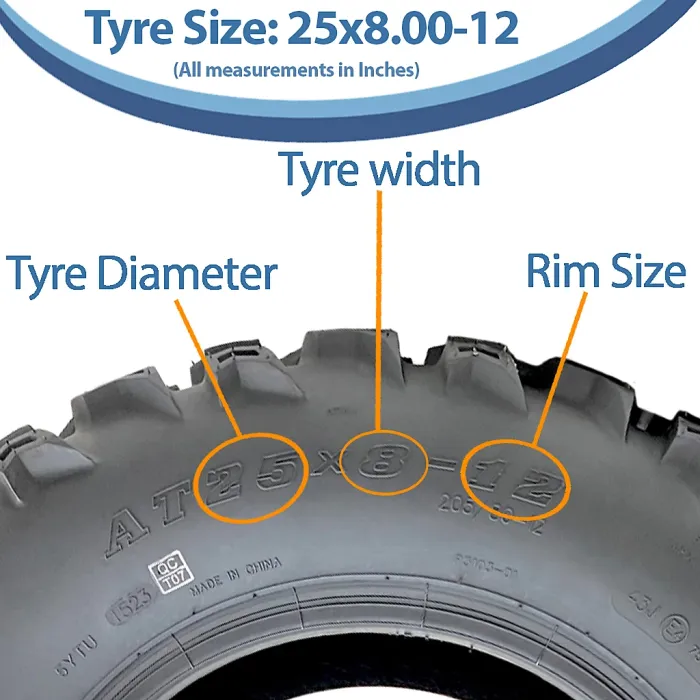 25x8.00-12 & 25x12.50-12 Quad ATV Tyres 6ply Wanda Over Sized (Set of 2 & 2)