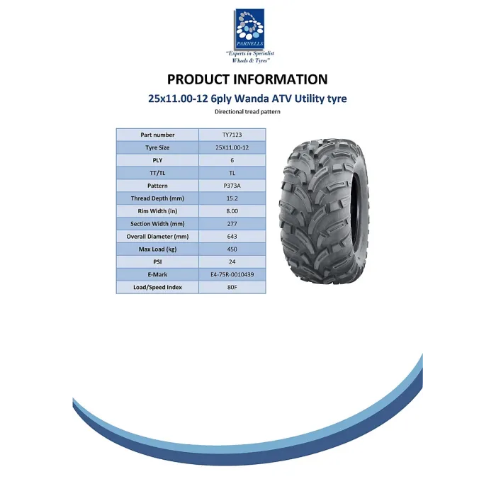 25x10.00-12 & 25x11.00-12 ATV Quad Tyres 6ply E-Marked Road Legal (Set of 4)