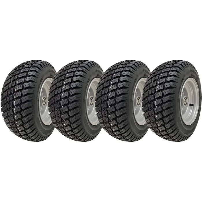 16x6.50-8 Grass Lawnmower Wheel 4ply P332 Tyre Steel Rim 20mm Bearing (Set of 4)