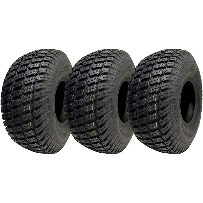 15x6.00-6 Lawnmower Grass Tyres Turf Ride On Mower Tubeless P332 4ply (Set of 3)