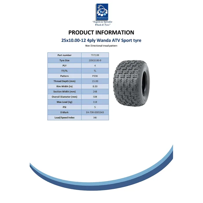 20x10-9 Slasher ATV quad tyre Wanda P336 E marked road legal Race 20 10.00 9 new