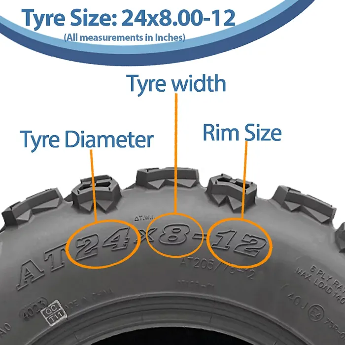 24x8.00-12 Quad ATV Tyres 6ply Wanda P3128 E-Marked Road Legal 40J (Set of 3)