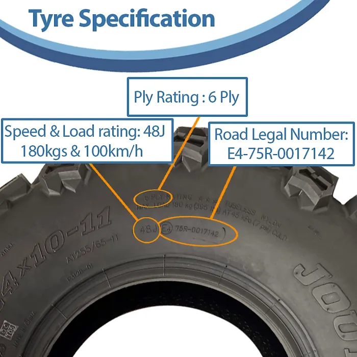 24x10.00-11 Quad ATV Tyres 6ply Wanda P3128 E-Marked Road Legal Tires (Set of 4)