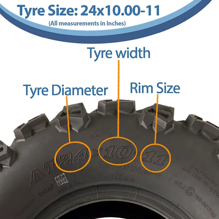 24x10.00-11 & 24x8.00-12 ATV Quad Tyres 6ply P3128 E-Mark Road Legal (Set of 4)