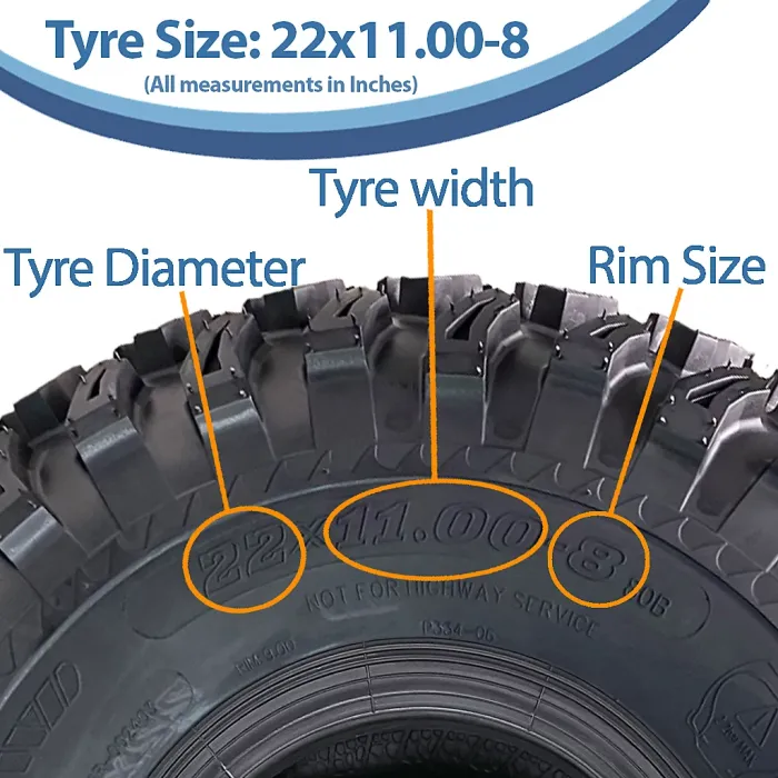 22x11.00-8 Utility ATV Tyres Grass Mower 4ply Road Legal Wanda P334 (Set of 2)