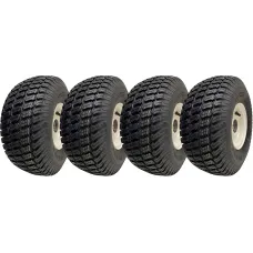 15x6.00-6 Grass Lawnmower Wheels Tyres Fitted on Rims 20mm Bearings (Set of 4)