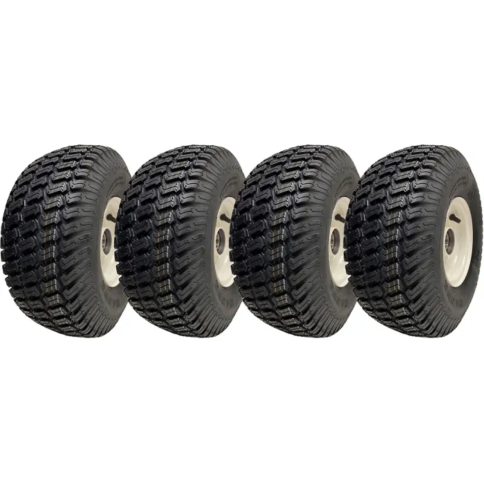 15x6.00-6 Grass Lawnmower Wheels Tyres Fitted on Rims 20mm Bearings (Set of 4)
