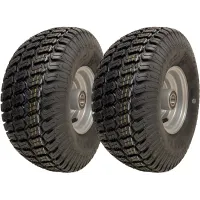 15x6.00-6 Grass Lawnmower Wheels 4ply P332 Tyre on Rim 25mm Bearings (Set of 2)