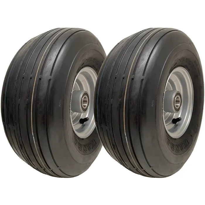 15x6.00-6 Multi Rib Lawnmower Wheels 6ply P508 Tyre Rim 20mm Bearings (Set of 2)