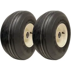 15x6.00-6 Multi Rib Lawnmower Wheels 6ply P508 Rim & Cap 25mm Bearing (Set of 2)