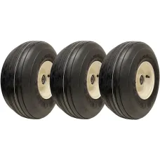 15x6.00-6 Multi Rib Lawnmower Wheels 6ply P508 Rim & Cap 25mm Bearing (Set of 3)