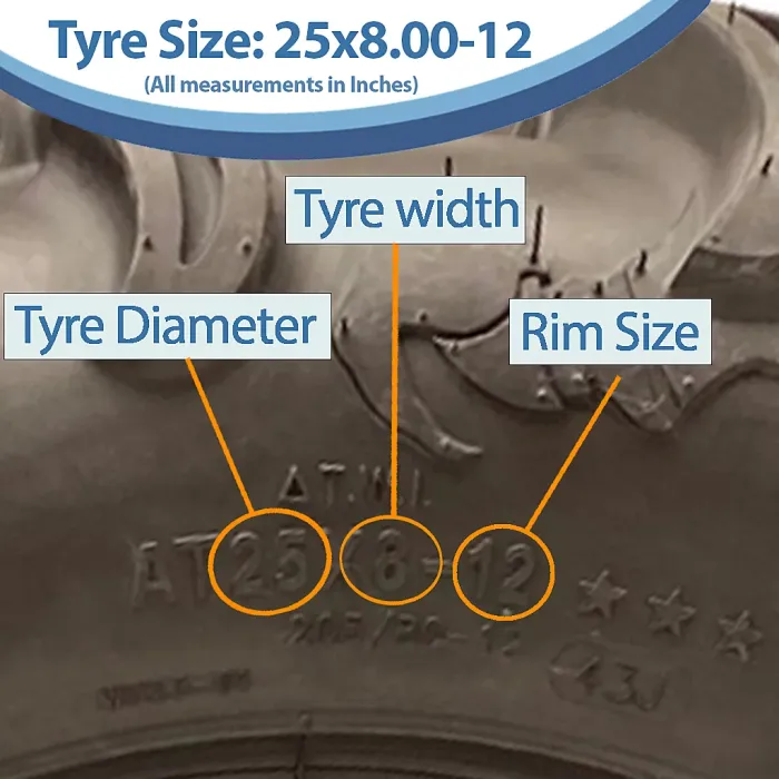 25x10.00-12 & 25x8.00-12 ATV 6ply Tyres WU24 OBOR Scoprio Road Legal (Set of 4)
