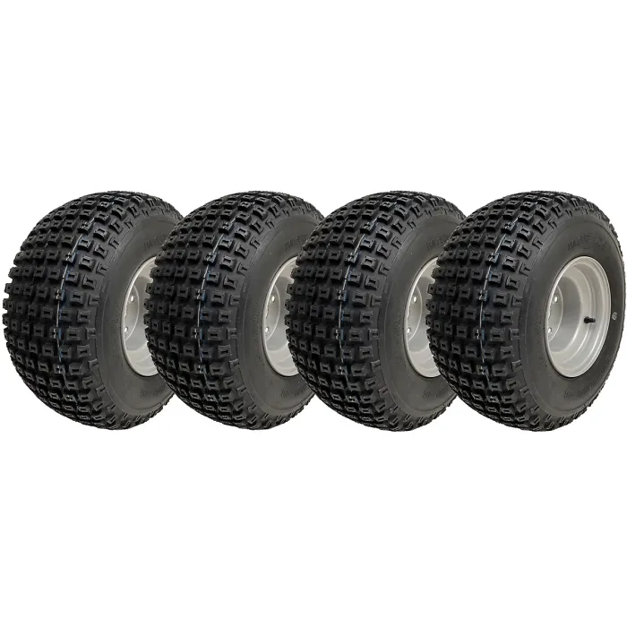 18x9.50-8 ATV Knobby Tyres Fitted on 4 Stud 4 Inch PCD Rim Wanda P322 (Set of 4)