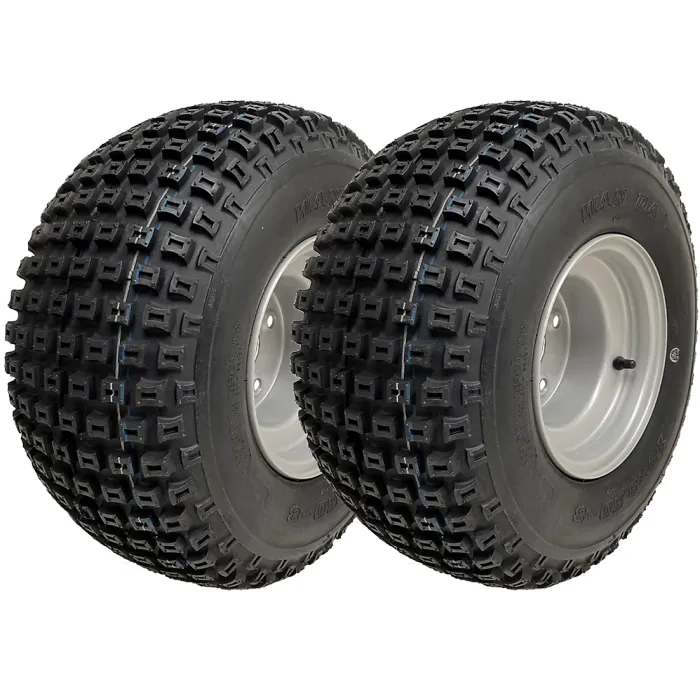 18x9.50-8 ATV Knobby Tyres Fitted on 4 Stud 4 Inch PCD Rim Wanda P322 (Set of 2)