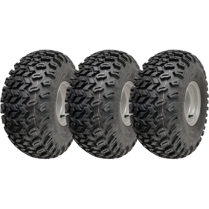 22x11.00-8 Utility ATV Tyres P334 Wheels 4ply 4 Inch PCD Steel Rims (Set of 3)