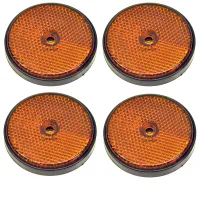 Amber Round Side Reflector Pack of 4 for Trailers Fence / Gate Posts TR066
