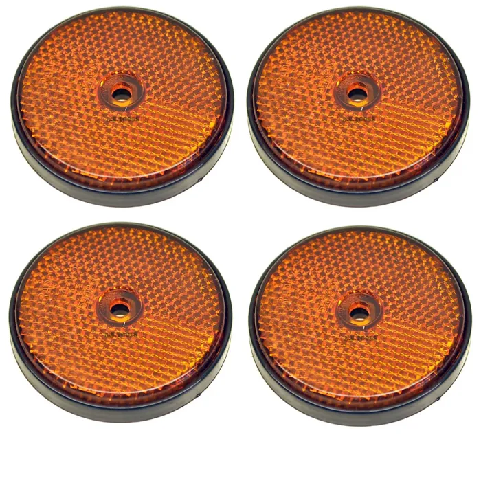 Amber Round Side Reflector Pack of 4 for Trailers Fence / Gate Posts TR066