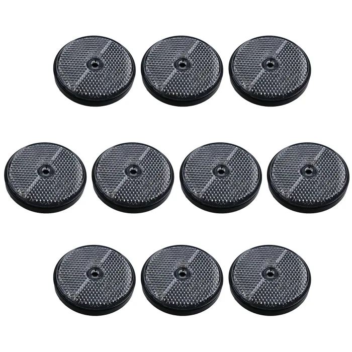 Clear Round Front Reflector White Pack of 10 for Trailers Fence Gate Posts TR069