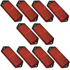 Red Large Rectangular Rear Reflector Pack of 10 Trailer Fence / Gate Post TR073