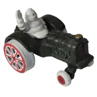 Michelin Man Waving In Tractor Mascot Figure Statue Bibendum Figurine Cast Iron