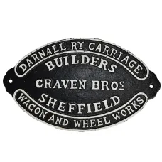 Darnall Coach Carriage Cast Iron Sign Plaque Wall Fence Gate Wagon Builder
