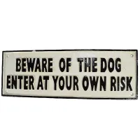 Beware of the Dog Cast Iron Sign Plaque Wall Fence Gate Post House Farm Home
