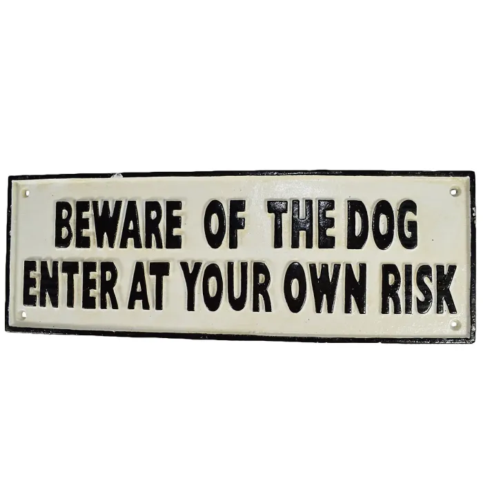 Beware of the Dog Cast Iron Sign Plaque Wall Fence Gate Post House Farm Home