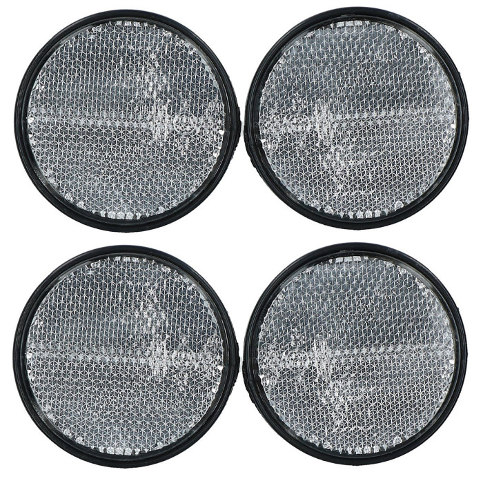 White Clear Retro Reflector Trailer Fence Post with Self-Adhesive Backing 4 PACK
