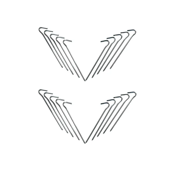 20pc Heavy Duty Galvanised Steel Metal Tent Pegs Camping Tent Awning Holders