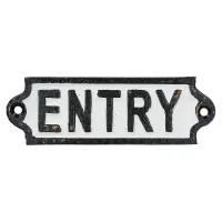 Entry Cast Iron Sign Plaque Door Wall Fence Post Cafe Shop Pub Hotel Bar Enter