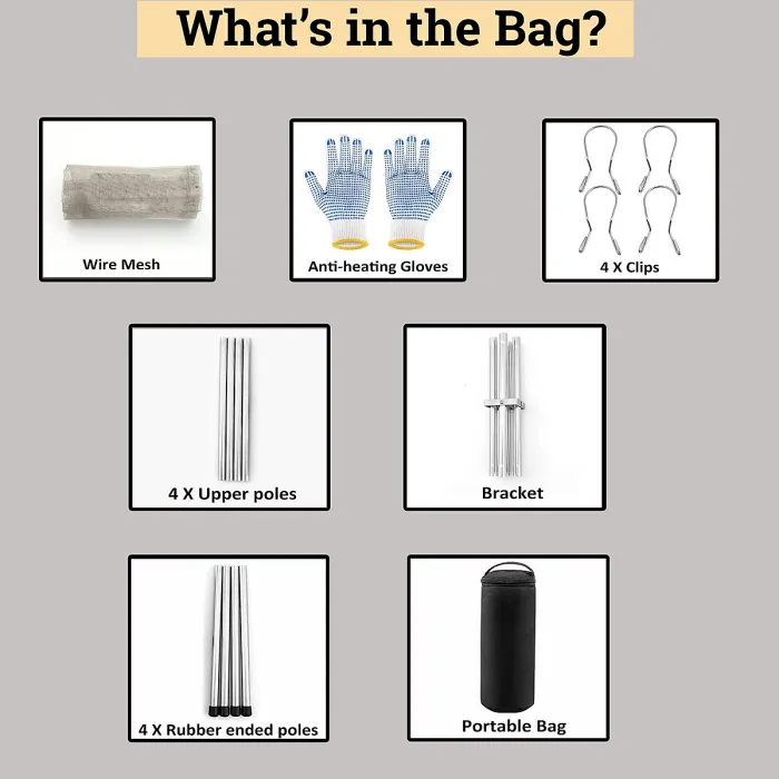 Portable Fire Pit for Outdoor Camping, 42CM Foldable Stainless Steel Mesh Fire Pit with Heat Resistant Gloves & Carrying Bag