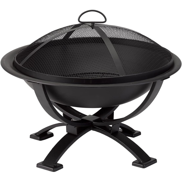 El Clasico Firepit Black Powder Coated Steel Outdoor Garden Log Wood Charcoal Burner with Fuel Gate Grill for BBQ Style Cooking