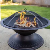 Toscana Firepit Powder Coated Steel Outdoor Garden Fire Pit Log Wood Burner with Integrated Fuel Gate H50 x W75 x D75cm