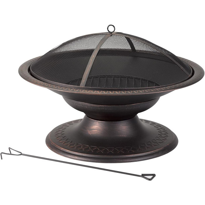 Toscana Firepit Powder Coated Steel Outdoor Garden Fire Pit Log Wood Burner with Integrated Fuel Gate H50 x W75 x D75cm