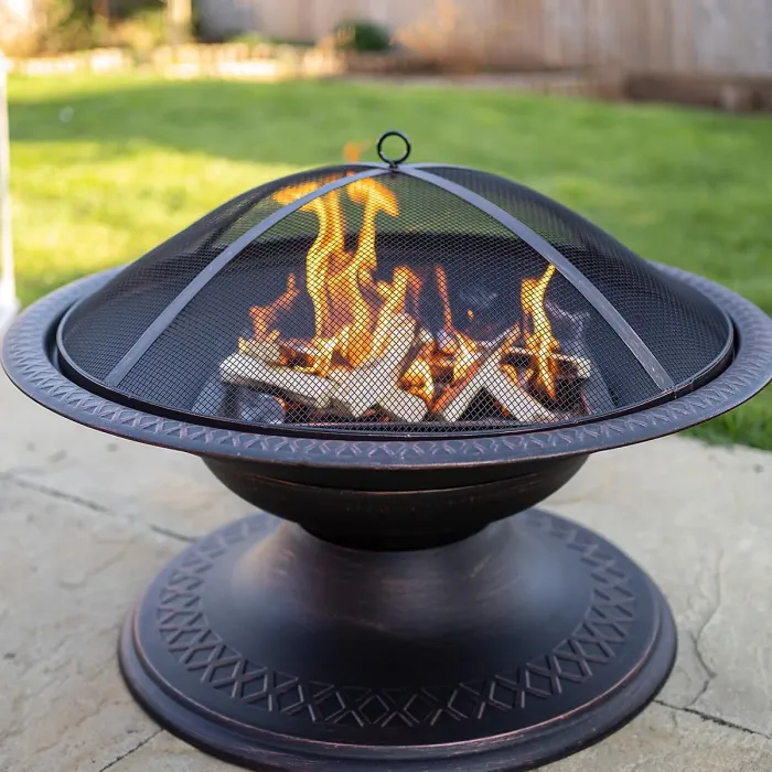 Toscana Firepit Powder Coated Steel Outdoor Garden Fire Pit Log Wood Burner with Integrated Fuel Gate H50 x W75 x D75cm