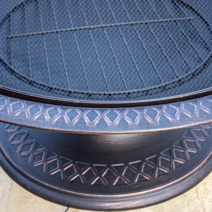 Toscana Firepit Powder Coated Steel Outdoor Garden Fire Pit Log Wood Burner with Integrated Fuel Gate H50 x W75 x D75cm