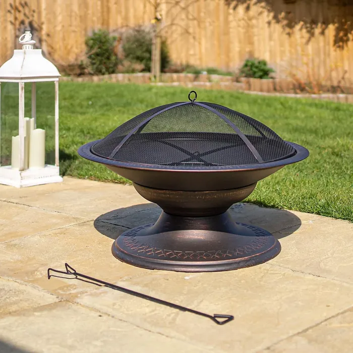 Toscana Firepit Powder Coated Steel Outdoor Garden Fire Pit Log Wood Burner with Integrated Fuel Gate H50 x W75 x D75cm