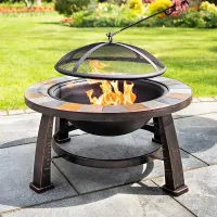 Stonegate Firepit with Slate Mosaic Finish 60cm Durable Steel Three-Leg Design Easy Assembly Perfect for Outdoor Heating Cooking