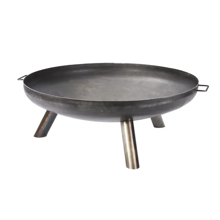Ultimo Caldera Extra-Large Brushed Steel Firebowl - Stylish Outdoor Fire Pit with Three-Leg Support - Easy Assembly - 38 x 100cm
