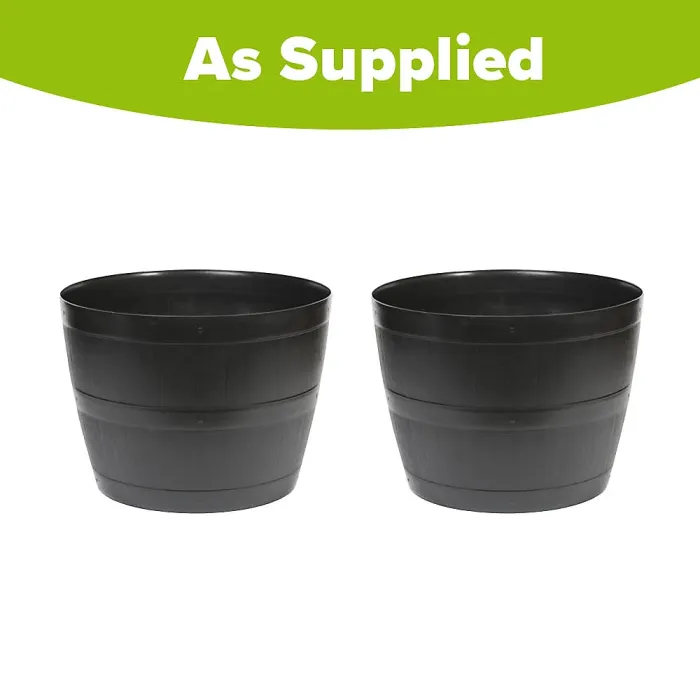 YouGarden 2 x Barrel Planters 50 Litre Containers, Lightweight Durable Frost Resistant Garden Colour Great for Pots