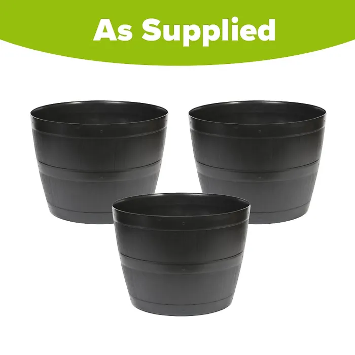 YouGarden 3 x Barrel Planters 50 Litre Containers, Lightweight Durable Frost Resistant Garden Colour Great for Pots