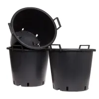 YouGarden 3 x Heavy Duty 35 Litre Plant Pots, 44cm Diameter - Plastic Planters for Outdoor Plants, Large Containers for Gardens, P