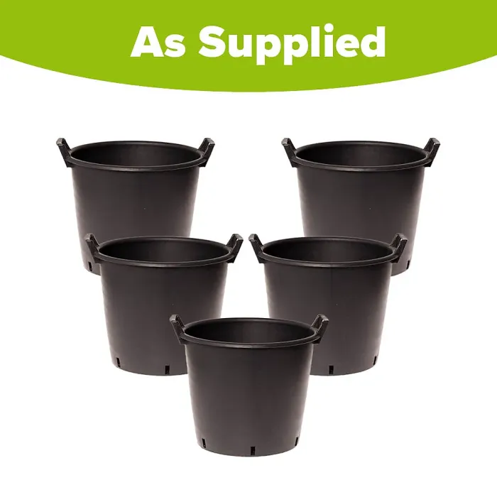 YouGarden 5 x Heavy Duty 35 Litre Plant Pots, 44cm Diameter - Plastic Planters for Outdoor Plants, Large Containers for Gardens, P
