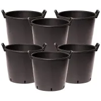 YouGarden 6 x Heavy Duty 35 Litre Plant Pots, 44cm Diameter - Plastic Planters for Outdoor Plants, Large Containers for Gardens, P