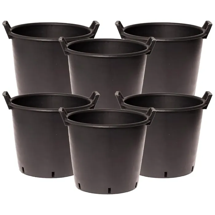 YouGarden 6 x Heavy Duty 35 Litre Plant Pots, 44cm Diameter - Plastic Planters for Outdoor Plants, Large Containers for Gardens, P