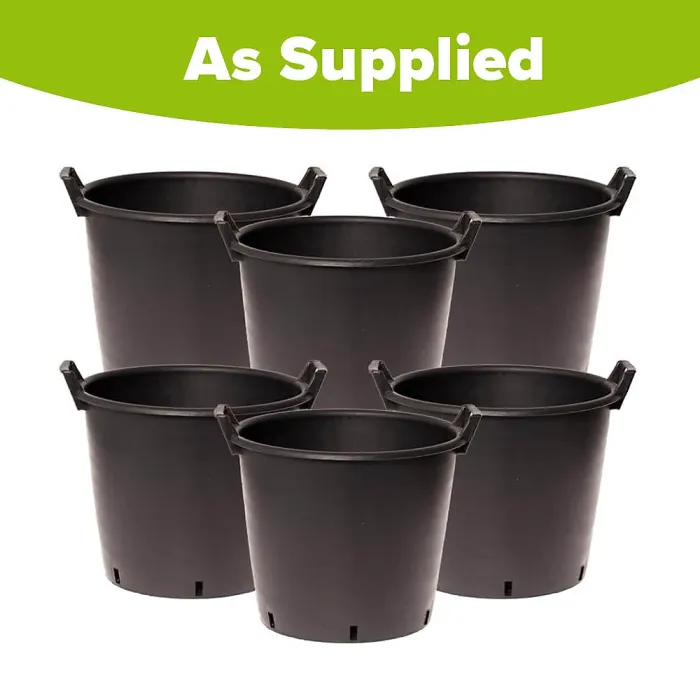 YouGarden 6 x Heavy Duty 35 Litre Plant Pots, 44cm Diameter - Plastic Planters for Outdoor Plants, Large Containers for Gardens, P