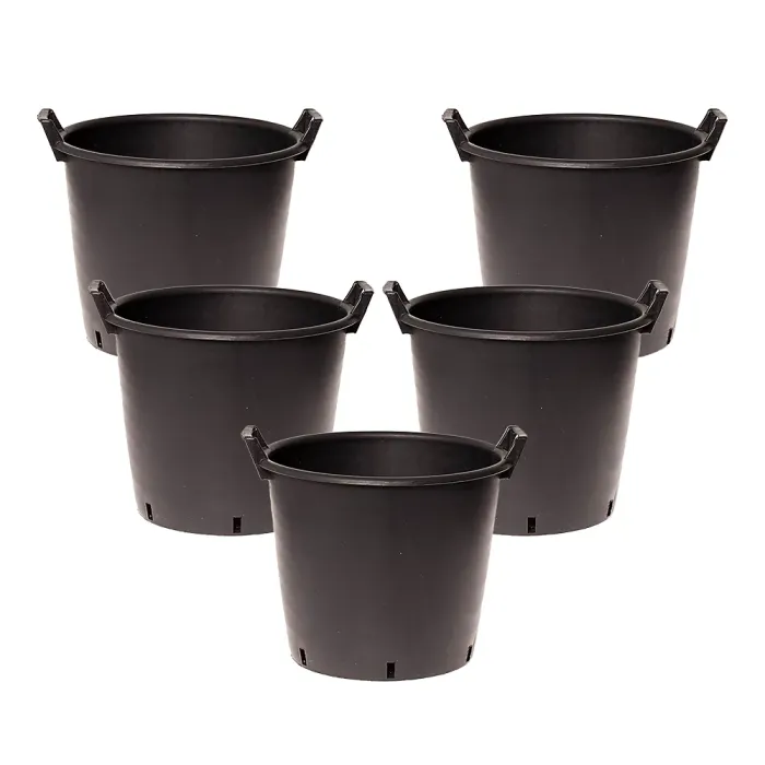 YouGarden 5 x Heavy Duty 50 Litre Plant Pots, 50cm Diameter - Plastic Planters for Outdoor Plants, Large Containers for Gardens, P