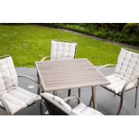 Delamere 80x80cm Outdoor Patio Table and 4 Chairs Dining Set - Seat Cushions Included