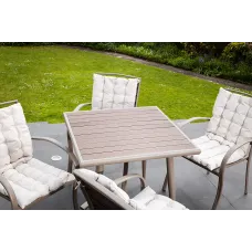 Delamere 80x80cm Outdoor Patio Table and 4 Chairs Dining Set - Seat Cushions Included