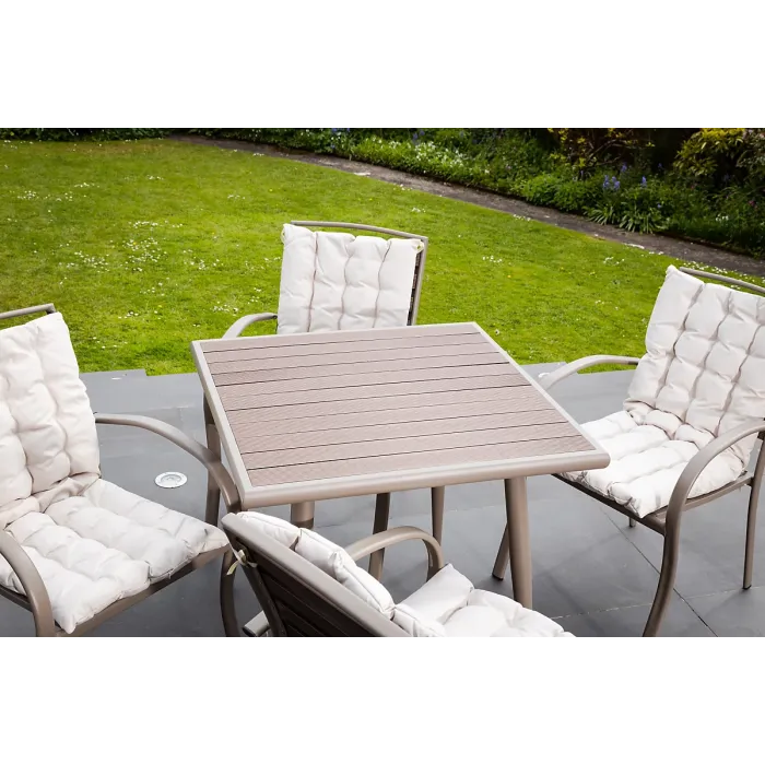 Delamere 80x80cm Outdoor Patio Table and 4 Chairs Dining Set - Seat Cushions Included